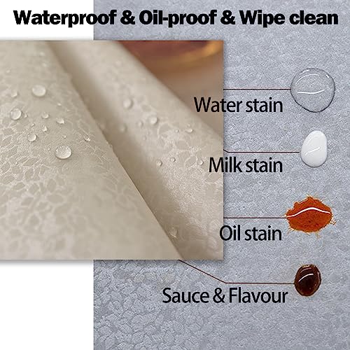 Jeloris Round Waterproof Vinyl Tablecloth, Stain Resistant Heavy Plastic Tablecloth, Wipeable Spillproof Oil-Proof Vinyl Table Cover for Kitchen, Dining, Parties, Wedding (70 inch, Beige) by Jeloris - Image 3