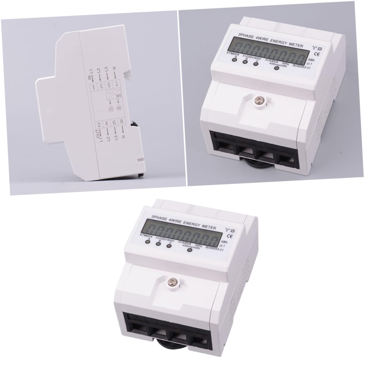 OUNONA Circuit Measurement Meter Home Multifunction Wattmeter 4 Wire Volt Amp Power Meter