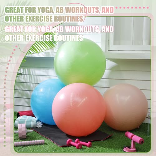 Image of Leyndo 4 Pcs 26 Inch Yoga Exercise Ball Pilates Pregnancy Birthing Fitness Ball with Quick Pump Anti Burst for Improved Posture, Balance, Yoga, Pilates, Training