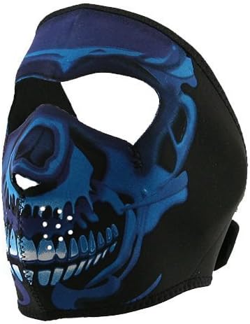 Neoprene Full Face Mask - Blue Chrome Skull