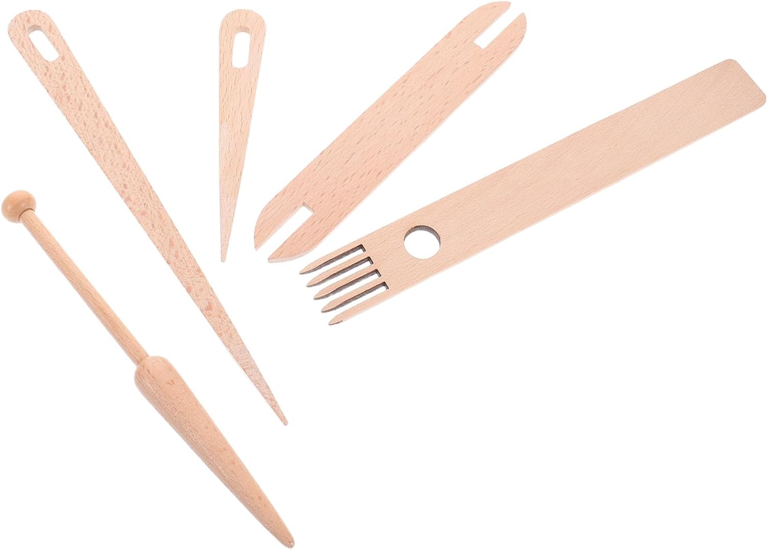 Gadpiparty 1set Wooden Weaving Accessories Mini Tools for Beginners Includes Hand Stick Weaving Needles and Shuttle for Tapestry Crafting