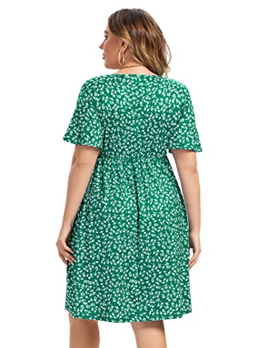 Image of ShopWonder Plus Size Dress Women's V Neck A-Line Knee Length Wrap Swing Dresses Plus Size A Line Party Mini Dress