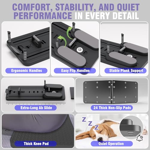 Lerpio 6 in 1 Pilates Board, Portable & Foldable Pilates Reformer Set with Yoga Sock, Multifunctional Pilates Reformer Board for Home Use and Gym Workout (Black) by Lerpio - Image 6