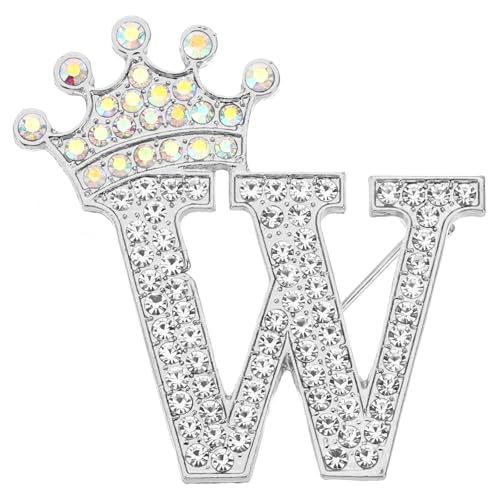 Image of PATIKIL Letter Brooch Pins, Crown Initial Rhinestone Alphabet Letter Lapel Badges Pin for Women Suits