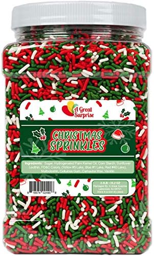 Christmas Sprinkles Bulk - 2.2 LB - Xmas Tree Jimmies