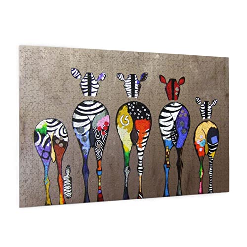 バンクシー シマウマ モダンアート アニメ ジグソーパズル 1000 ピース 大人用 子供用 木製 チャレンジングファミリーゲーム 人気 かわいい プレゼント (75x50cm) FO56