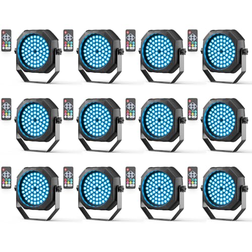 Battery Powered Stage Lights, Rechargeable Strobe Lights USB Powered Auto Sound Activated Control, 30W RGB LED Wireless Uplights for Events Wedding Party DJ Stage Dance - 12Packs