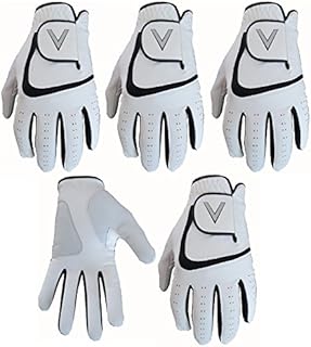 5 White Men's All Weather Golf Gloves Cabretta Leather Thumb & Palm Patch (Med/Lge L/H)