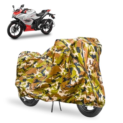 Image of Waterproof Bike Cover Compatible with Suzuki Gixxer SF 150 All Weather, UV Heat Resistant, Dustproof, Triple Stitched, Windproof Elastic Bottom