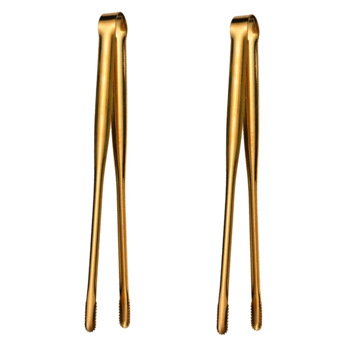 OUNONA 2 Pcs Stainless Steel Thickened Barbecue Tongs Food Clamps for Grilling Cooking Serving Wear Resistant Comfortable Smooth Handle Design