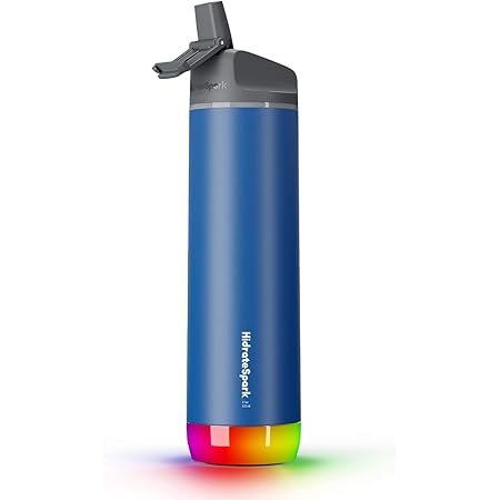 Hidrate Spark PRO Smart Water Bottle – Insulated Stainless Steel – Tracks Water Intake with Bluetooth, LED Glow Reminder When You Need to Drink – Straw Lid, 21 oz