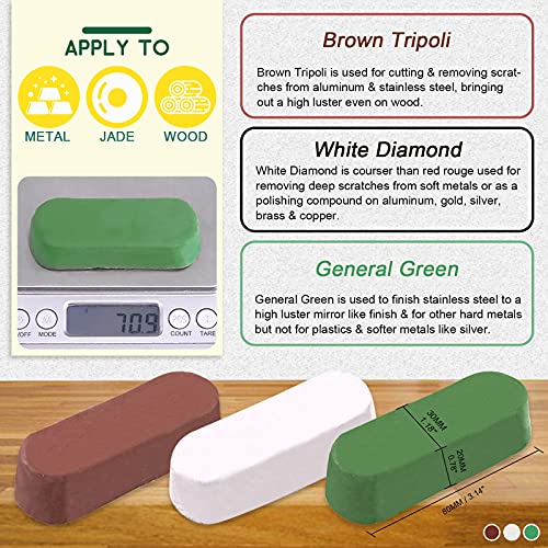 Keadic 8 Pcs 4 Inches Buffing Polishing Wheel Kit 3 Pcs Polish Compound, Soft/Fine/Medium/Coarse/Rough Buffer Wheels With 1/2" Arbor Hole Arbor Hole For Bench Grinder #TOP4