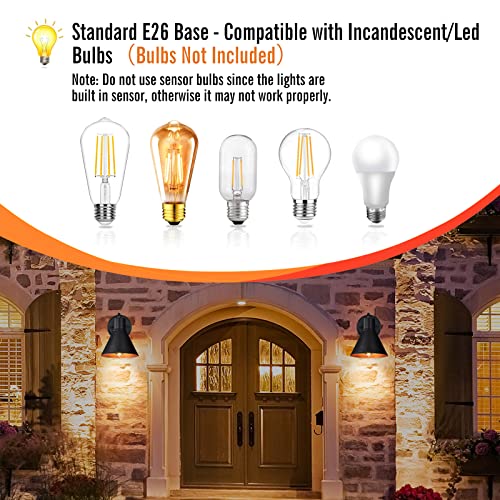 Dusk To Dawn Outdoor Wall Sconces, Exterior Farmhouse Barn Light, Vintage Black Outside Wall Lighting Fixture With Hammered Shade, Anti-Rust Waterproof Outdoor Light For House Porch Garage, 2-Pack #TOP2