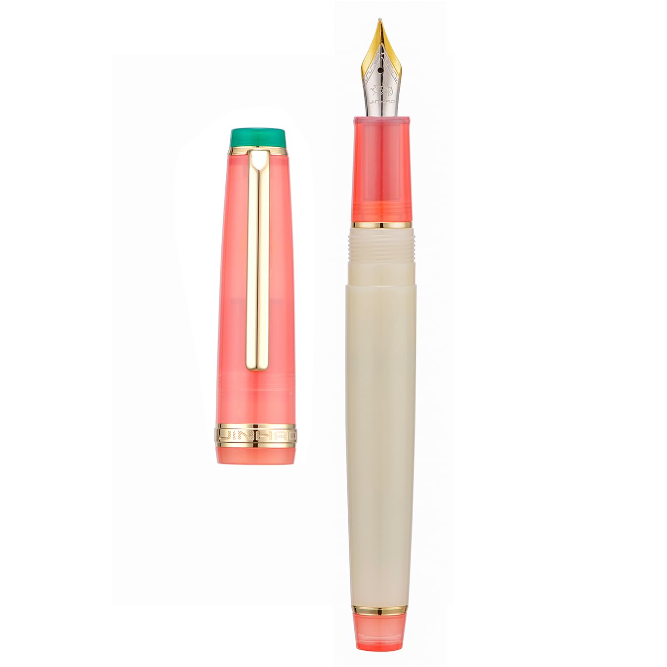 Jinhao 82 Fountain Pen, Golden Trim Fine Nib, White Mixed Red Writing Office Pen with Converter — image 1
