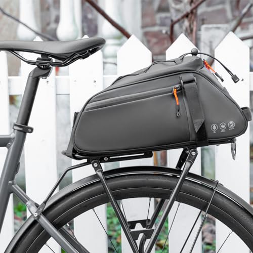 Danuosie Reflective Bike Rack Bag – 10L Water-resistant Bicycle Pannier, PVC free Design, 3-in-1 Trunk Storage Bag, Shoulder Bag, Handbag for Commuter Travel and Shopping