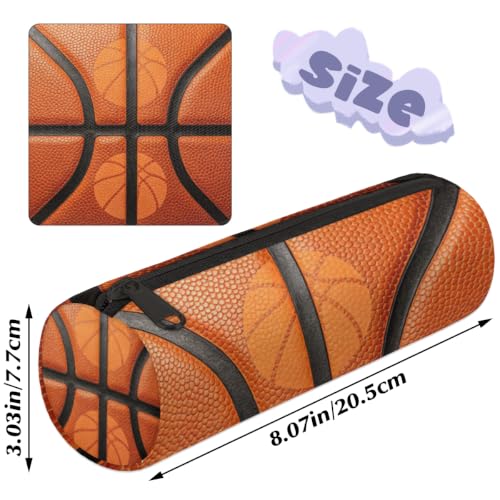 Image of Sport Ball Basketball Pencil Case Basketball Texture Pencil Pouch for School Teen Girl Boy Kids Pencil Bag Pen Case Office Student Stationery Pouch Storage Cosmetic Makeup Bag Women