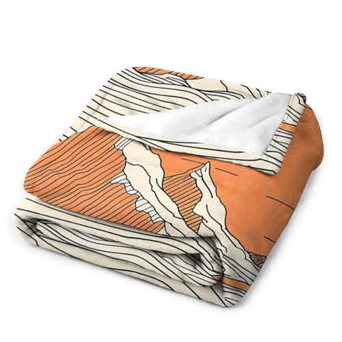 Couverture en micro polaire motifs vagues et montagnes lit canapé - 7