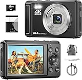 Digitalkamera 4K 64MP, 2.8 Zoll UHD Autofokus Kamera fotokamera, Micro-SD-Karte & Akku,16X Digitalzoom Wiederaufladbare Tragbare Kompaktkameras mit für Anfänger Jugendliche