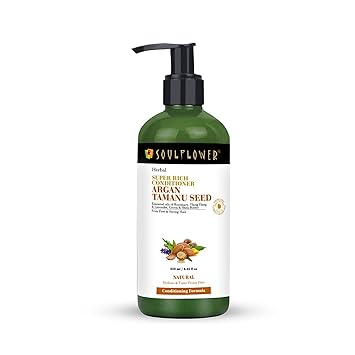 Soulflower Hair Conditioner| Dry, Frizzy & Tangled Hair, Hair Fall, Hydration & Nourishment| Essential Oils, Argan & Tamanu Seeds| Silicone Free Super Rich Hair Conditioner, 250ml