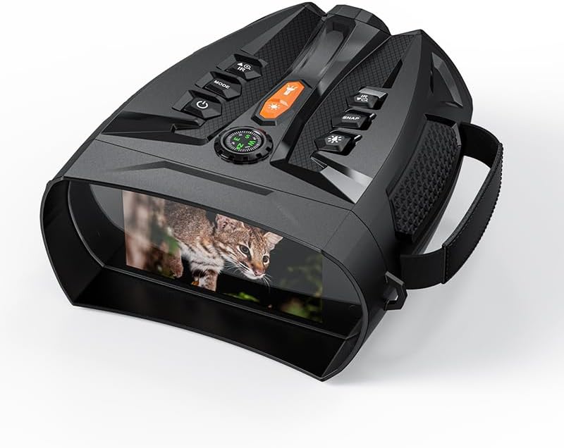 Tezousi 4K Night Vision Goggles YSY338 with a view of a small wild cat on its display