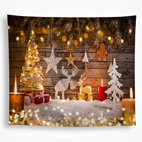 Vakado Merry Christmas Elements Tapestry Wall Hanging Xmas Tree Reindeer Snow Stars Wall Art Blanket Decor For Kids Nursery Dorm Party 51"X59" #TOP5