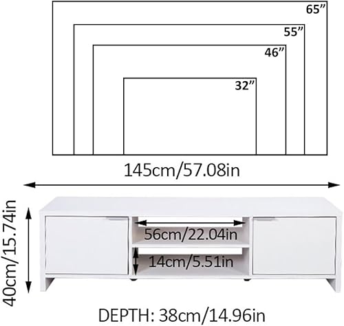 Miniatura 37 de Madesa Soporte de TV con gabinete de almacenamiento y estantes abiertos para almacenamiento multimedia de 55 y 65 pulgadas, consola multimedia para