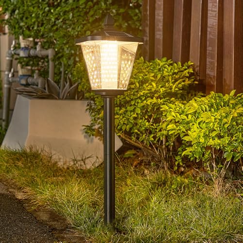 TRIVIDHA Lámpara Solar para Camino De Paisaje, Luminaria LED Solar Tipo Bolardo con IP65, Resistente Al Agua, De Aluminio, para Exteriores, para Jardín, Entrada De Vehículos Y Pasarela
