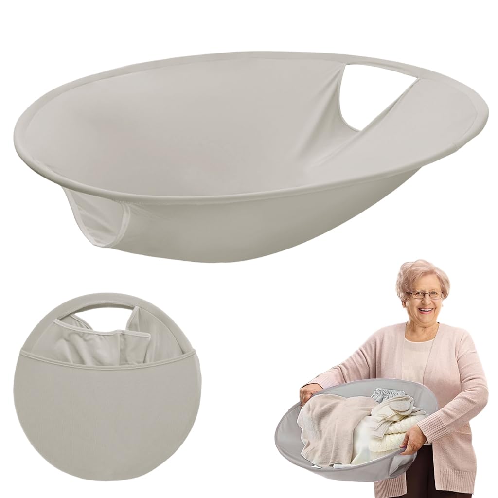 HASTHIP® Pop-Up Collapsible Laundry Hamper,26" Round Stand-Up Clothes Basket,Portable Laundry Tote with Grip Handle Flexible Folding Organizer-image-44