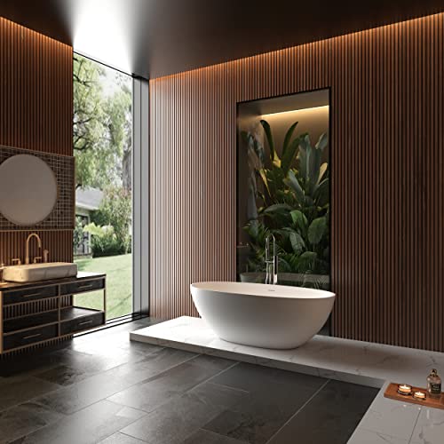 Dhpm Matte White Freestanding,Stone Resin Bathtub Modern Stand Alone Soaking Tub With Cupc Certified Slotted Overflow,65 * 29.5 #TOP5