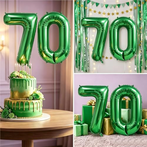 Image of Number Balloons Green Party Balloon - Giant Number 70 Balloon, 40 Inch Large Balloon for St. Patrick's Day Games Theme Birthday Decoration, Girls Boys Party Supplies