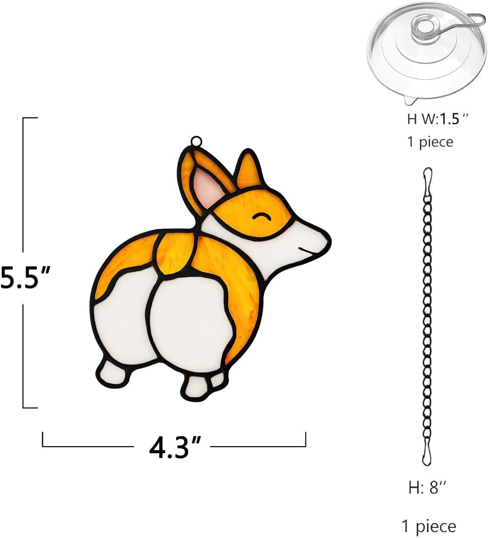 BOXCASA Corgi Decor Stained Glass Window Hanging,Corgi Gifts for Dog Lovers,Dog Stained Glass Suncatchers for Window,Mothers Day,Christmas,Housewarming Gifts for Women,Friends - Image 6