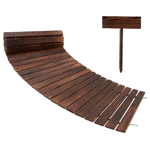 Dragosum 8FT Garden Pathway Wooden Walkway, Outdoor Path Curved Walkway Roll Out Plow and Hearth Wooden Walkway, Decorative Lawn Patio Pavers Boardwalk Beach Wedding Party (Curved)