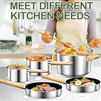 DUTZUN Stainless Steel Cookware Set 13PCS, Pots and Pans Set, Induction Cookware, Kitchen Cooking Set, Heavy Duty, Tri-Ply Base, Dishwasher Safe — image 6