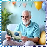 80th Birthday Cards for Men - Blue Butterfly Balloon - Happy Birthday Card for 80 Year Old Man Uncle Grandad Uncle in Law Step Dad, 145mm Bday Greeting Cards - Image 7