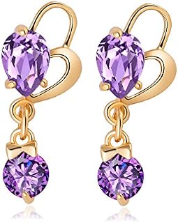 YAZILIND Fashion Hollow Heart Shape Cubic Zirconia Pendant Earrings Hypoallergenic Gold Plated Ideal for Women Girl
