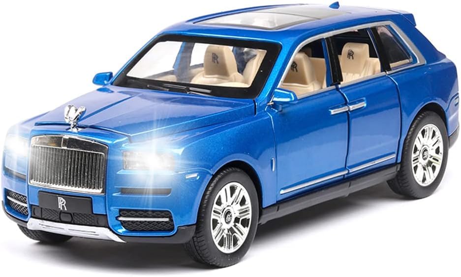 Image of 1:24 Rolls-Royce Cullinan Diecast Model Car Alloy Pull Back Toy Car with Sound & Light, Collectible Vehicle for Kids & Adults, Birthday Gift for Boys & Girls (Blue)
