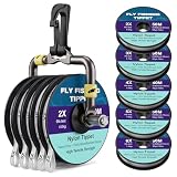 Meonum Fly Fishing Tippet Holder Kit with 5 Tippet Spools 2X-6X