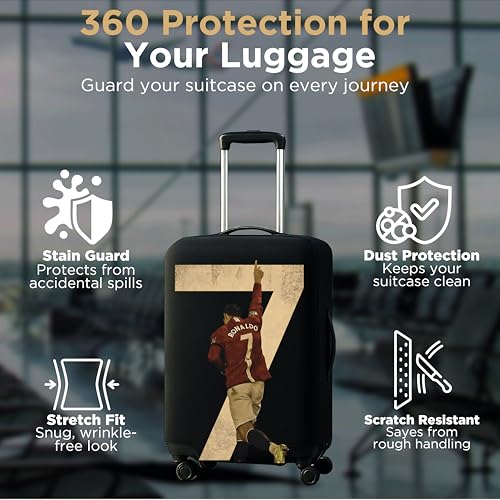 Image of WanderWraps Spendex Polyester Protective Luggage Cover | Hard Luggage Trolley Bag Cover | Washable | Dust Proof | Stretchable | M - 24 inch | The Finisher