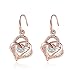 Produktbild Yeahjoy Haken-Ohrringe mit verschlungenen Herzen, Klunker-Schmuck für Damen, mit Rosé-Gold vergoldet, mit Kristallen