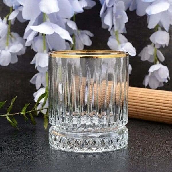 Image of Premium GoldenRIm 280 ML Water & Juice Drinking Glasses Set of 6 Vintage Glassware Set for Juice, Cocktail, Mocktail,Whisky All Beverages Everyday Uses for Gift (6, MT-28)