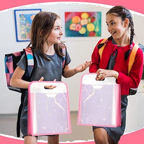 6 Pcs 12 X 12 Paper And Scrapbook Storage Organizer 15.8 X 13 X 3 Inches Expanding Paper Folio Scrapbook Paper Storage With Handles Scrapbooking Case File Folder For Documents Receipt Office (Pink) #TOP6