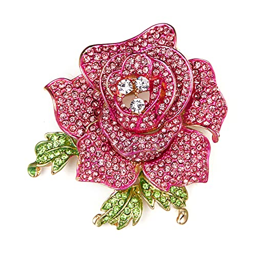 Image of EVER FAITH Women's Austrian Crystal Blooming Beautiful Rose Flower Brooch