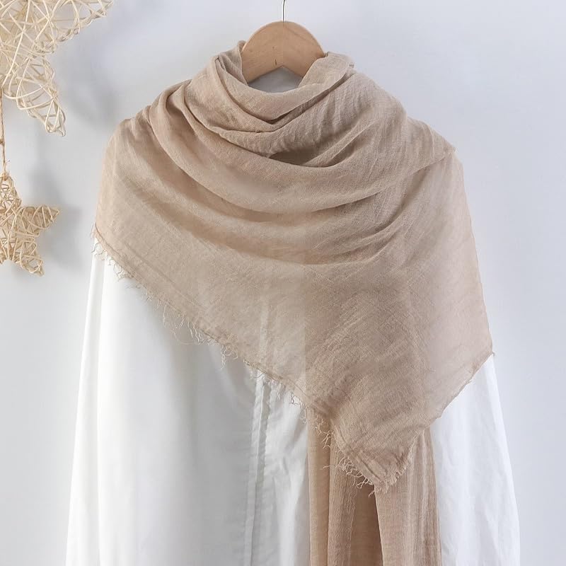Image of Crinkled PolyCotton Scarf for Women - 180 x 90 cm Stole for Women | PolyCotton Scarf for Summers, Head Cover for Women | Lightweight Scarf for Women | Women Accessory