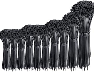 Oksdown 1000 Pieces Black Nylon Cable Ties Mixed Pack Heavy Duty Strong Self Locking Long Plastic Zip Tie Wraps Assorted Sizes 100/150/200/250/300mm Length 4/6/8/10/12 Inch, 2.5/3.6mm Width