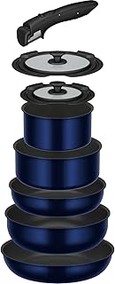 サーモス デュラブルシリーズ 取っ手のとれるフライパン8点セットEA ガス火対応 ディープブルー フライパン・鍋は食洗機対応 KSE-8A DPBL