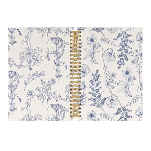 Carnet esthétique à motif floral ligné avec reliure spirale ultra plate