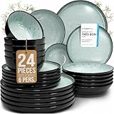 ✅ ENSEMBLE POLYVALENT : Vaisselle 24 pièces pour toutes les occasions ! 6 assiettes plates, 6 assiettes à petit déjeuner, 6 assiettes creuses, 6 bols - parfait au quotidien et idéal pour des occasions spéciales.
