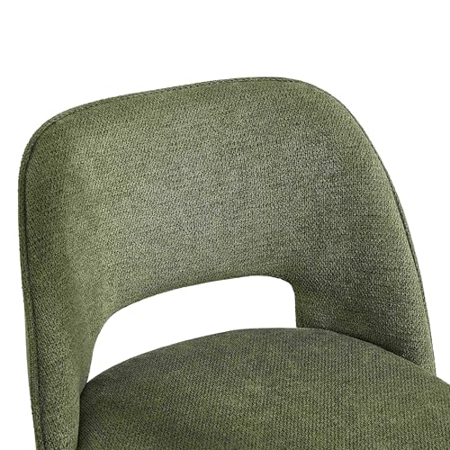 Butacos giratorios para barra, juego de 2, altura de mostrador de 26", color verde musgo | patas curvas de madera doblada, acabado en roble natural, asiento tapizado, respaldo ergonómico, cojín de 4 pulgadas, capacidad de peso de 350 libras miniatura 5