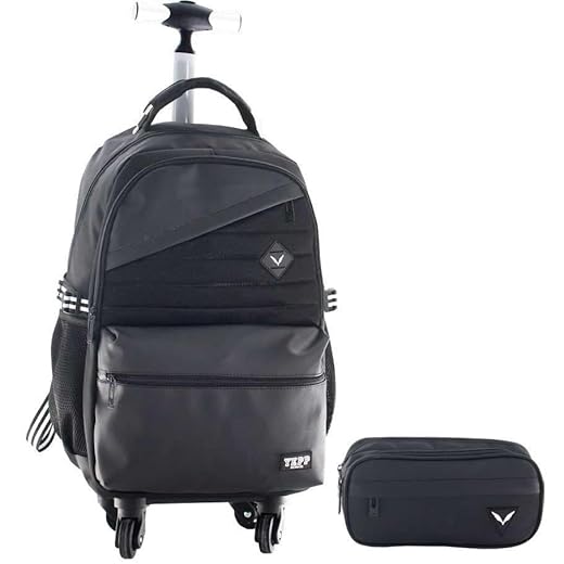 Kit Mochila 20” Com 4 Rodas 360 Com Estojo Escolar Juvenil Masculina Escola Faculdade (Preto)