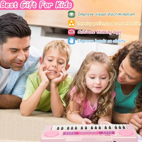 EOOLEOW Kids Piano Keyboard Toys, 37 Keys Music Keyboard Piano for Kid with Microphone, Learning Educational Toddler Keyboard Toys for Kids Ages 3-8 (Pink) - Image 7